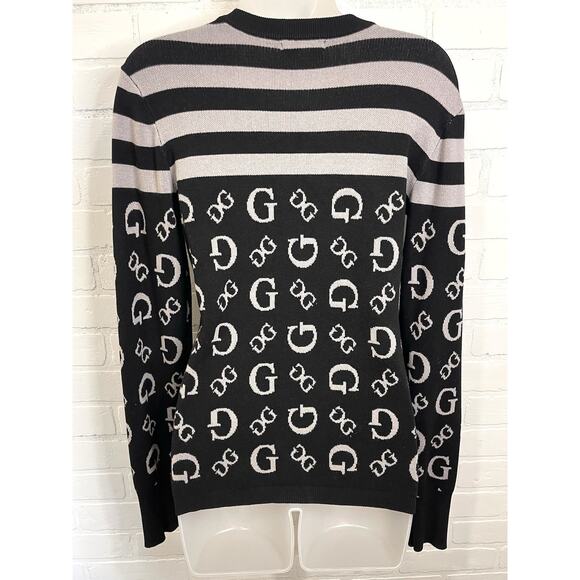 Guess Logo Letter Long Sleeve Classic Pullover Sweater Black/Wh | Womens Large - Picture 6 of 8